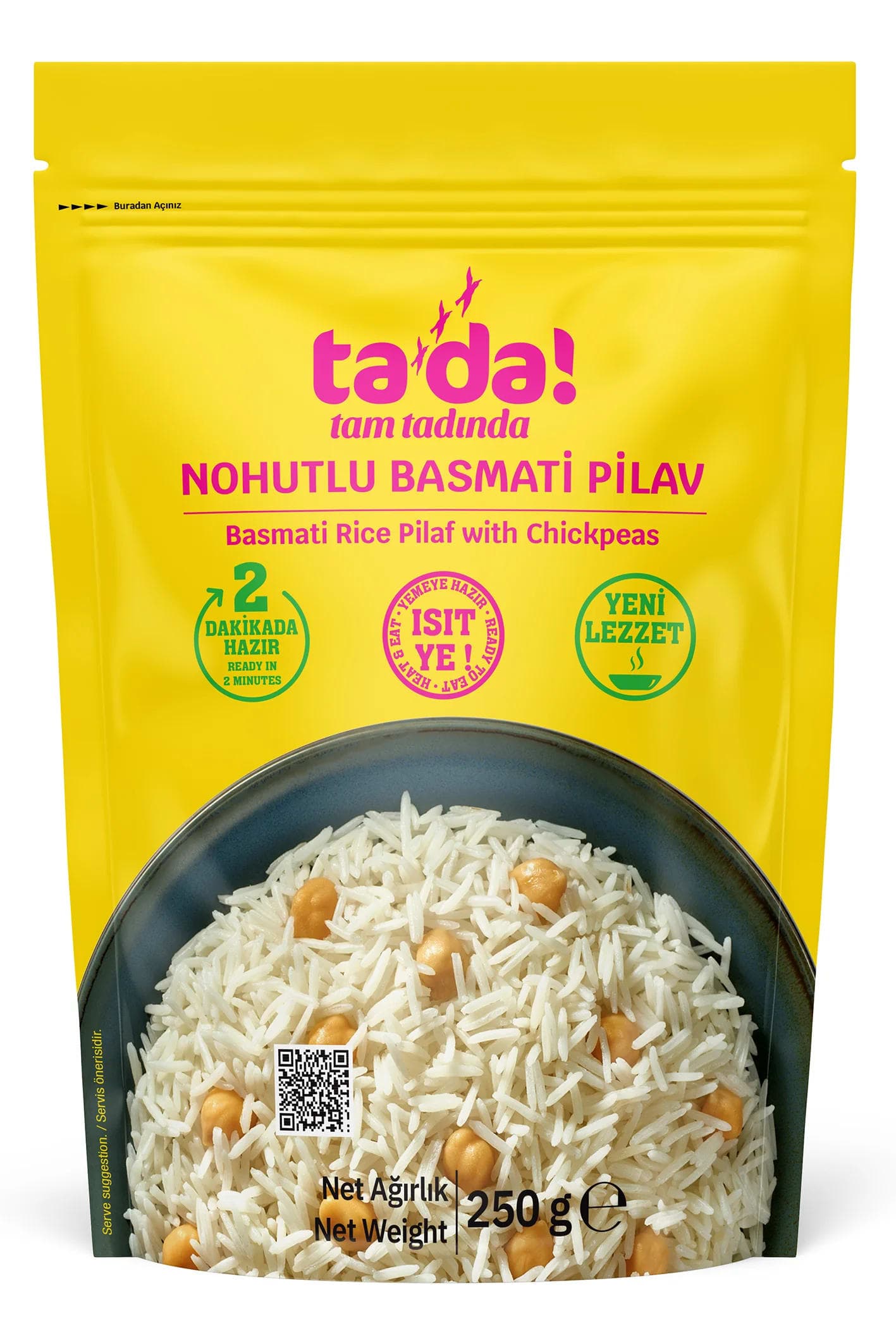 TADA NOHUTLU BASMATİ PİRİNÇ PİLAVI UNİPAK 250GR*12