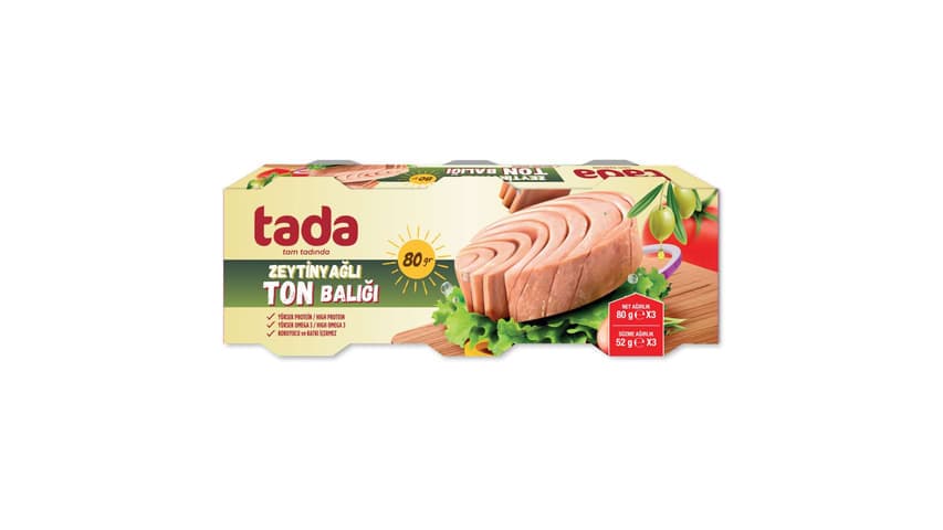 TADA ZEYTİNYAĞLI TON BALIĞI KONSERVE/ÜÇLÜ 80GR*16