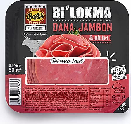 Bİ LOKMA DANA JAMBON (50 GR) (12 ADET)