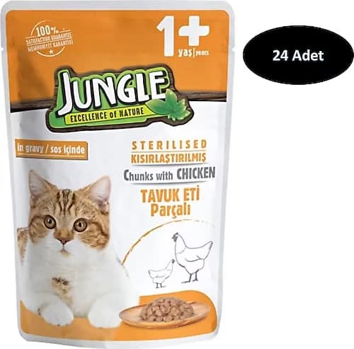 Jungle Pouch Kısır Kedi Tavuk Parçalı 100 g