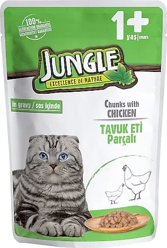 Jungle Pouch Yetişkin Kedi Tavuk Parçalı 100 g
