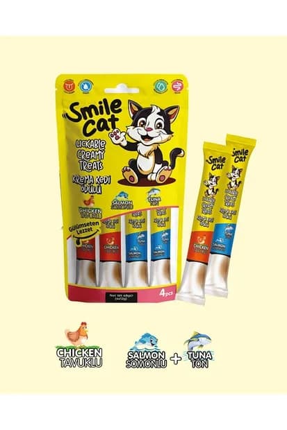 Smile Kedi Mix Krema Ödülü 4'lü ( Ton-Somon-Tavuk )